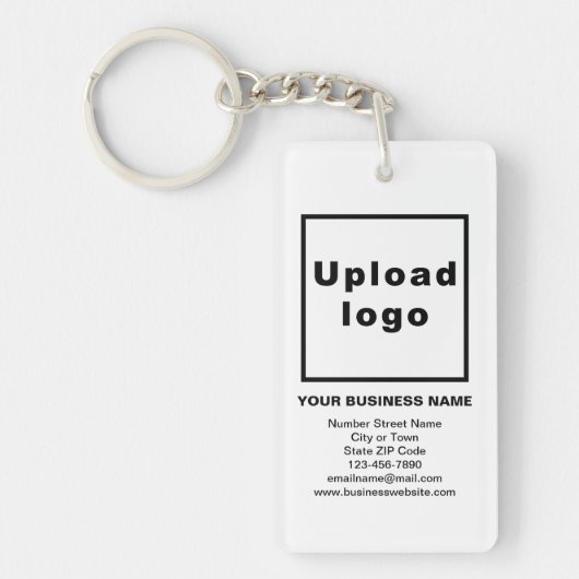 白い四角形にビジネスブランドのアクリルキーチェーン キーホルダー (正面)