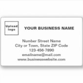 白い四角形の上にビジネスブランドのビニールシール シール (正面)