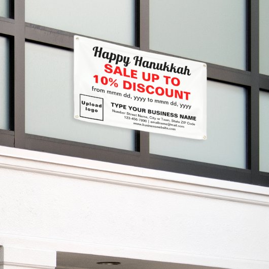 白い四角形バナーのビジネスハヌカー販売 横断幕 (ビルの外側)