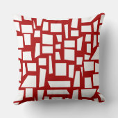 白い図形アートパターン（赤） クッション (裏面)