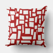 白い図形アートパターン（赤） クッション (正面)