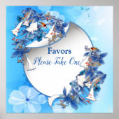 白い図解入りの、写真付きの水色のムーンフラワーの好意 ポスター (正面)