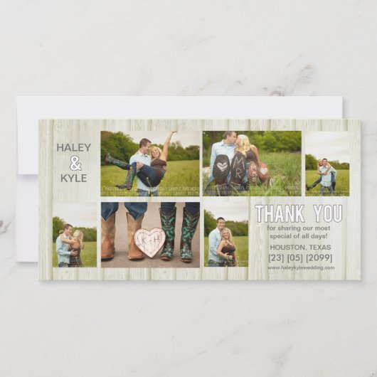 白い国の結婚式ありがとうフォトカード サンキューカード (正面)