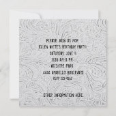 白い型押しレザーと黒のレースの招待状 招待状 (裏面)