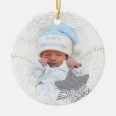 白い塗り線 – 片面 セラミックオーナメント (正面)