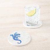 白い壁の上昇の青いヤモリ コースター (側面)