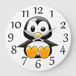 白い壁時計の上の可愛いペンギン ラージ壁時計
