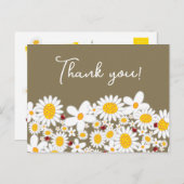 白い夏のデイジーと赤いラディバグありがとう ポストカード (正面/裏面)