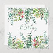 白い夏の花の誕生日パーティーの招待 招待状 (正面/裏面)