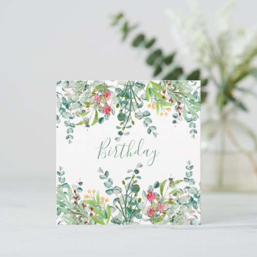 白い夏の花の誕生日パーティーの招待 招待状 (スタンド正面)