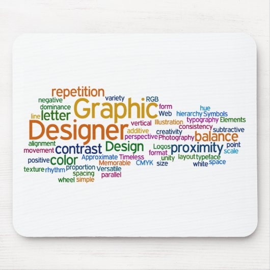 白い多色刷りのマウスパッド マウスパッド (正面)