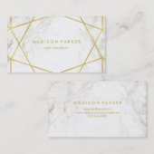 白い大理石で幾何学的なモダンでフェイクな金ゴールド 名刺 (正面/裏面)