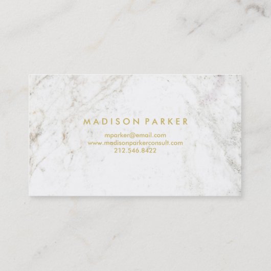 白い大理石で幾何学的なモダンでフェイクな金ゴールド 名刺 (裏面)
