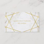白い大理石で幾何学的なモダンでフェイクな金ゴールド 名刺 (正面)