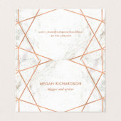 白い大理石で幾何学的なモダンなのどのばら色の金ゴールド 名刺 (外部フラット)