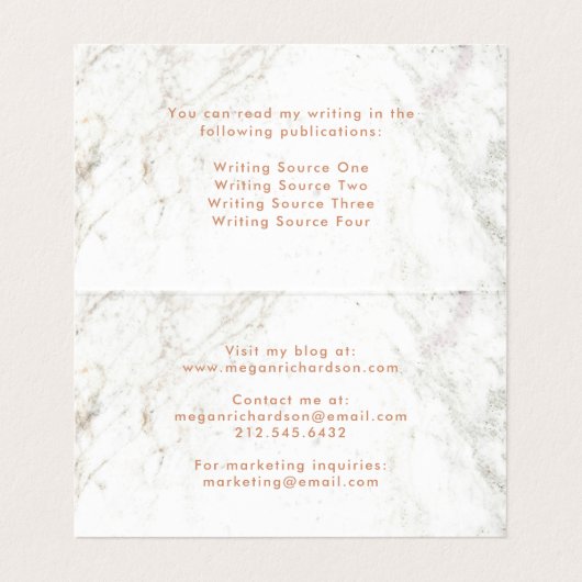 白い大理石で幾何学的なモダンなのどのばら色の金ゴールド 名刺 (内部フラット)