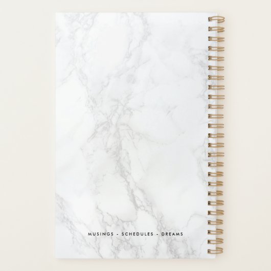 白い大理石とピンクのアクセントパーソナライズされたプランナー プランナー手帳 (裏面)