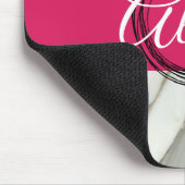 白い大理石とピンクの明るい赤紫色名前をカスタムする ガーリー マウスパッド (コーナー)