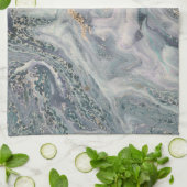 白い大理石と真珠、紫と金ゴールドキッチン キッチンタオル (折り畳み)