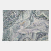 白い大理石と真珠、紫と金ゴールドキッチン キッチンタオル (横)