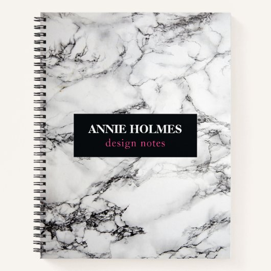 白い大理石と紫の枠 ノートブック (正面)