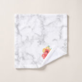 白い大理石と花 バスタオルセット (ウォッシュタオル)