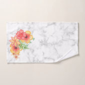 白い大理石と花 バスタオルセット (ハンドタオル)