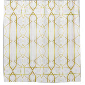 白い大理石と金ゴールドの幾何学的パターン シャワーカーテン (正面)