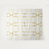 白い大理石と金ゴールドの幾何学的パターン タペストリー (正面(横))