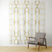 白い大理石と金ゴールドの幾何学的パターン タペストリー (インサイチュ)