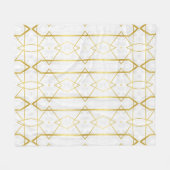 白い大理石と金ゴールドの幾何学的パターン フリースブランケット (正面(横))