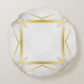 白い大理石と金ゴールドの幾何学的パターン ラウンドクッション (裏面)