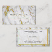 白い大理石と金ゴールドアクセント 名刺 (正面/裏面)