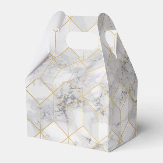 白い大理石と金ゴールドキューブパターン+モノグラム フェイバーボックス (裏面サイド)