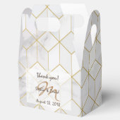 白い大理石と金ゴールドキューブパターン+モノグラム フェイバーボックス (オープン)