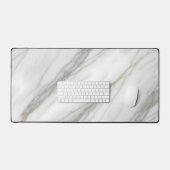 白い大理石と金ゴールド静脈 デスクマット (キーボード&マウス)