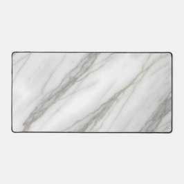 白い大理石と金ゴールド静脈 デスクマット