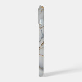 白い大理石と金ゴールド静脈 iPhone 15ケース (左側面)