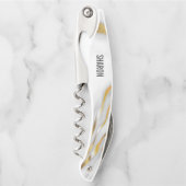 白い大理石と金ゴールド ソムリエナイフ (正面)