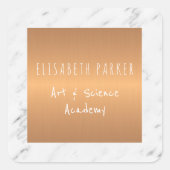 白い大理石と銅正方形あなたの名前 スクエアシール (正面)