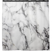 白い大理石と黒いストライプ石材 シャワーカーテン (正面)