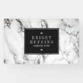 白い大理石と黒い木目 横断幕 (横)