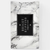 白い大理石と黒い木目 横断幕 (縦)