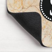 白い大理石と黒モノグラム マウスパッド (コーナー)