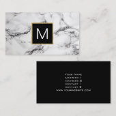 白い大理石に黒いモノグラム 名刺 (正面/裏面)