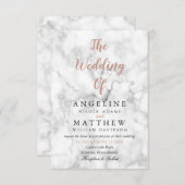 白い大理石のばら色の金ゴールドのモダンの結婚式招待状 招待状 (正面/裏面)