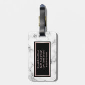 白い大理石のばら色の金ゴールドのモノグラムのな名前 ラゲッジタグ (裏面縦)