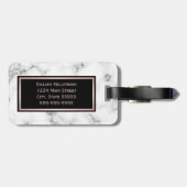 白い大理石のばら色の金ゴールドのモノグラムのな名前 ラゲッジタグ (裏面横)