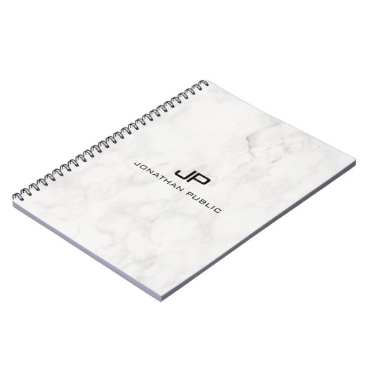 白い大理石のエレガントデザインテンプレート緩和曲線 ノートブック (左側)
