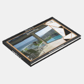 白い大理石のオフセット(オニキス付き)黒抽象芸術 ゲストブック (コーナー)